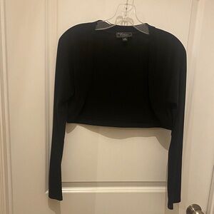 dressbarn Black Cropped Open-Front Bolero